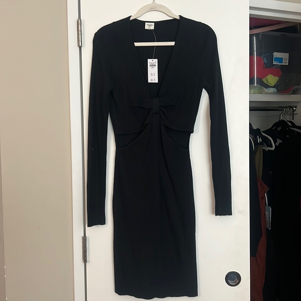 Abercrombie Long-Sleeve Knot-Front Mini Sweater Dress